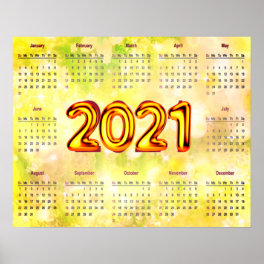 2021 12 Month Calendar on Abstract Poster