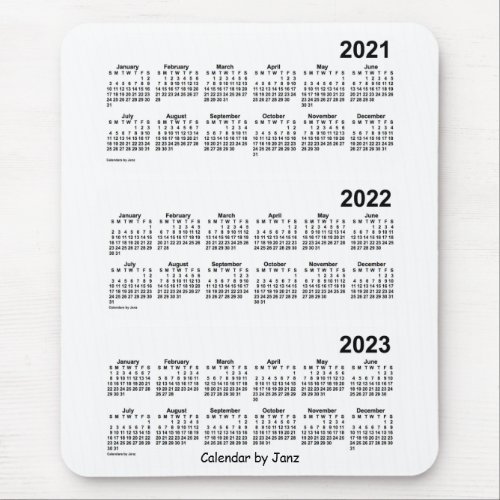 2021_2023 White 3 Year Calendar by Janz Mouse Pad