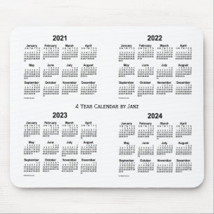 2021-2024 White 4 Year Calendar by Janz Mouse Pad