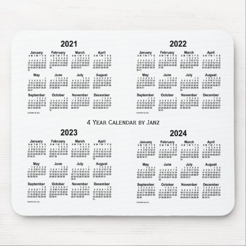 2021_2024 White 4 Year Calendar by Janz Mouse Pad
