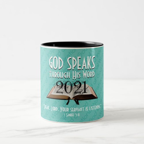 2021  Aqua  Gods Word Bible  Christian Two_Tone Coffee Mug