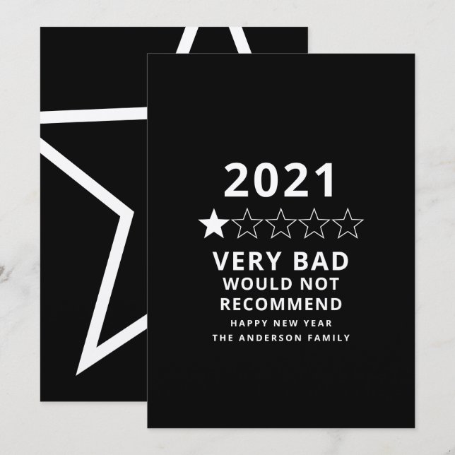 2021 bad year in review 5 star holiday card (Front/Back)