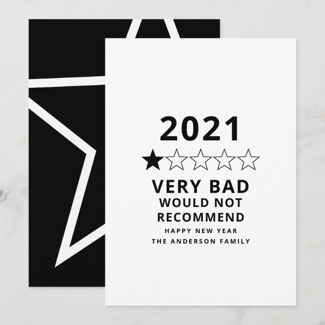 2021 bad year in review 5 star holiday card (Front/Back)