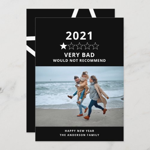 2021 bad year in review 5 star photo holiday card
