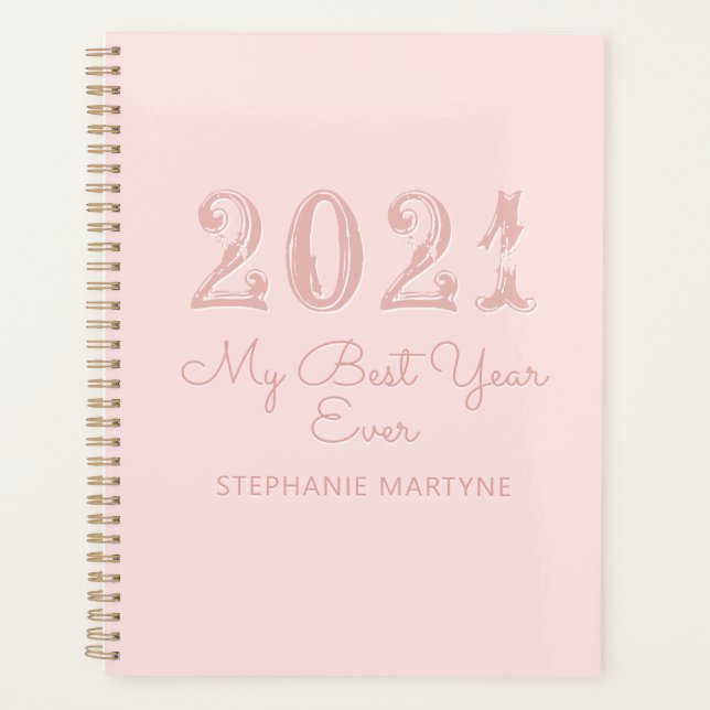 2021 Best Year Ever Personalized Blush Pink Planner (Front)