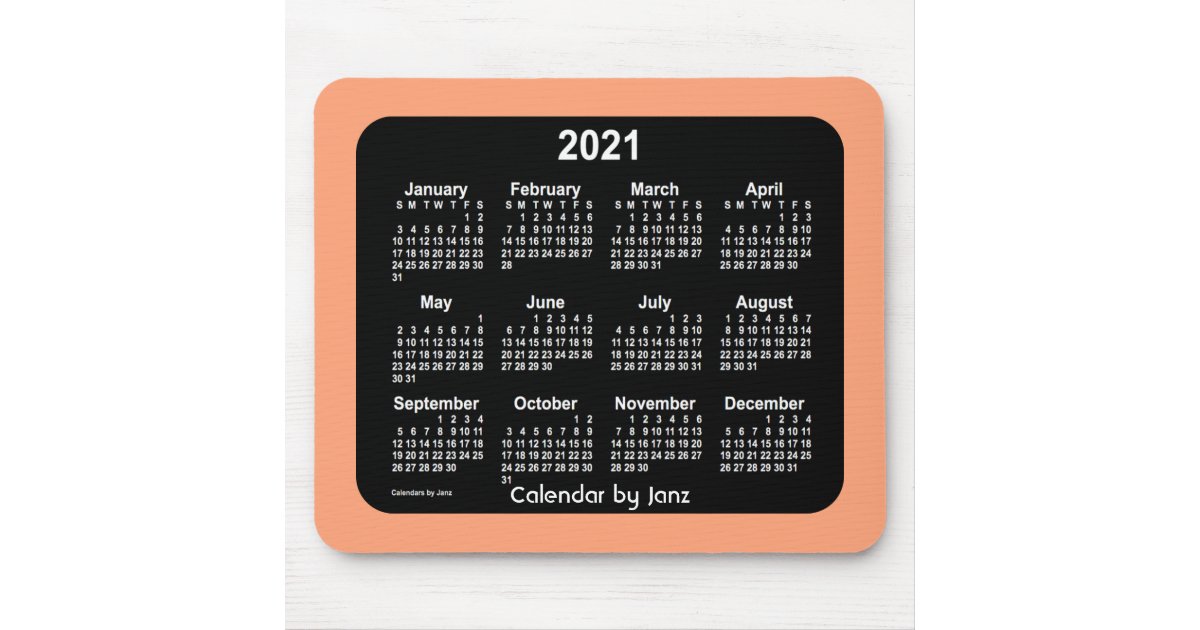 2021 Black Coral Calendar by Janz Mousepad Zazzle