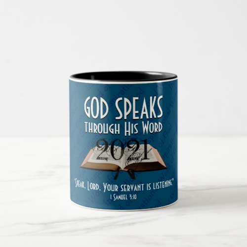 2021  Blue  Gods Word Bible  Christian Two_Tone Coffee Mug