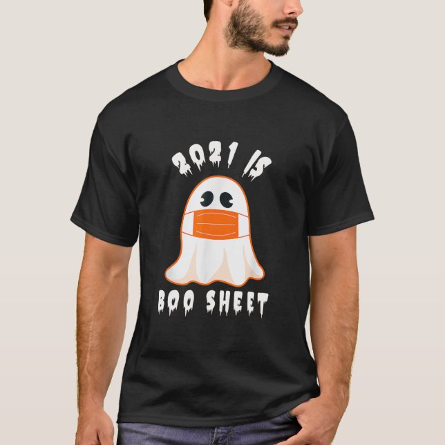 2021 Boo Sheet Funny Halloween Ghost Costume Men W T-Shirt (Front)