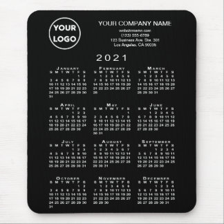 2021 Calendar Business Logo and Text on Black Mouse Pad