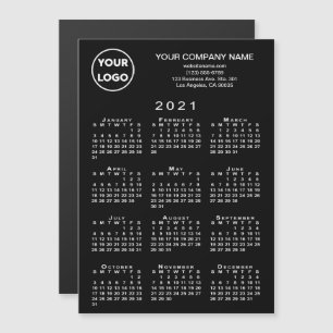 2021 Calendar Business Logo Text Black Magnet Card