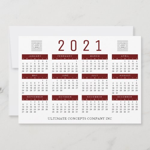 2021 Calendar Company Logo and Name Holiday Card