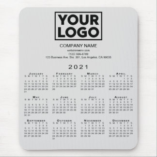 2021 Calendar Company Logo and Text on Grey Mouse Pad