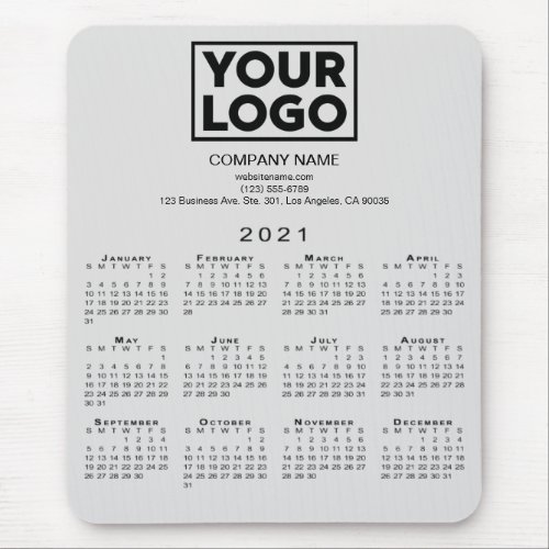 2021 Calendar Company Logo and Text on Grey Mouse Pad