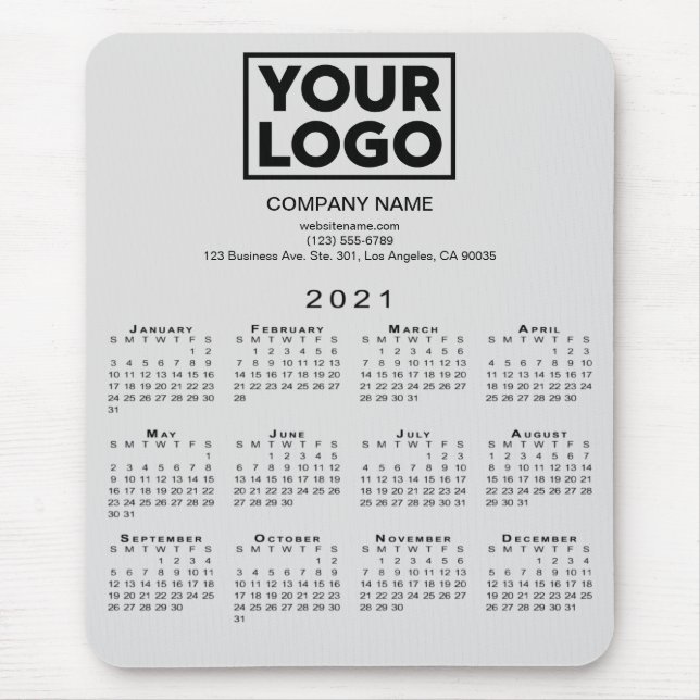2021 Calendar Company Logo and Text on Grey Mouse Pad (Front)