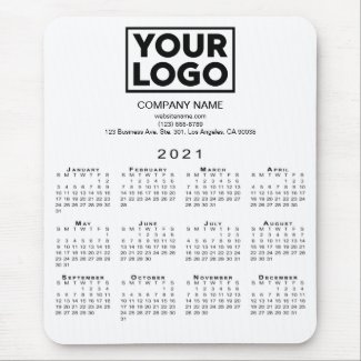 2021 Calendar Company Logo and Text on White Mouse Pad