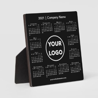 2021 Calendar Company Logo Black Business Plaque | Zazzle