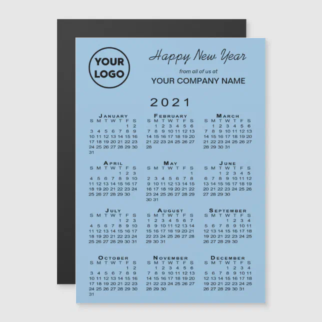 2021 Calendar Company Logo Light Blue Holiday | Zazzle