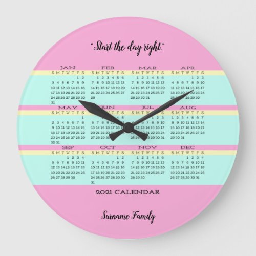 2021 Calendar Design Wall Clock _ PYG