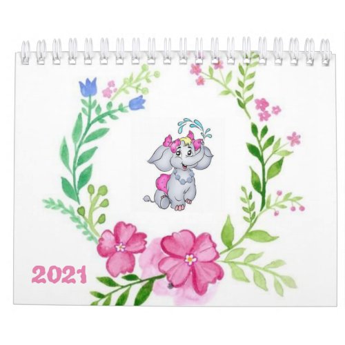 2021 Calendar Floral Elephant Flowers