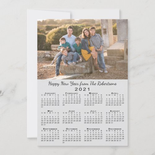 2021 Calendar Gray 2 Custom Photos Happy New Year Holiday Card