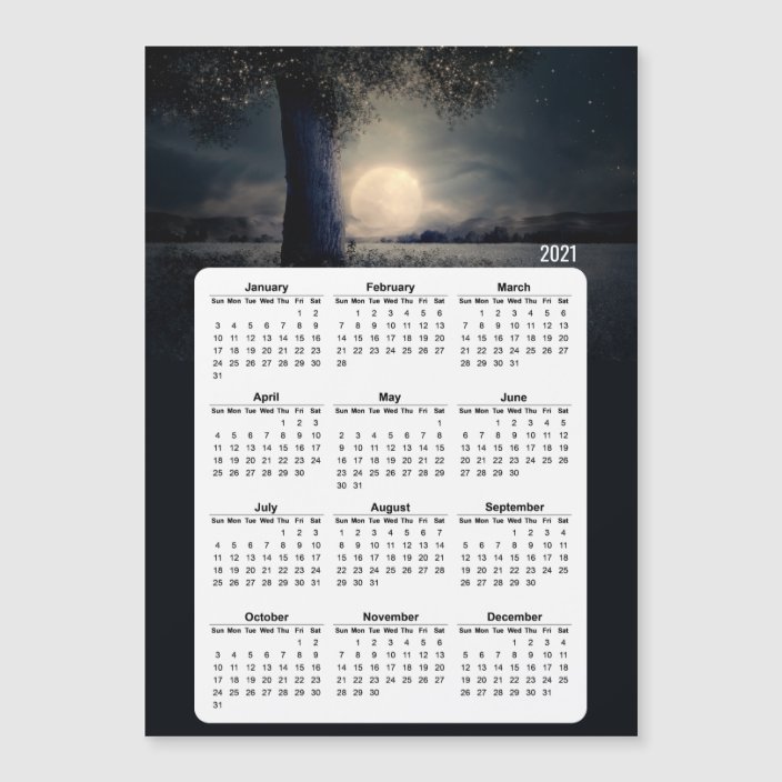 2021 Calendar Magic Tree Full Moon | Zazzle.com