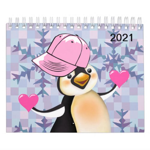 2021 Calendar Penguin Love