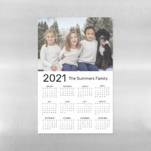 2021 Calendar Photo Family Monogram Magnet Magnetic Dry Erase Sheet