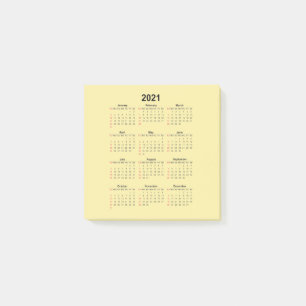 2021 Calendar Post-it Notes