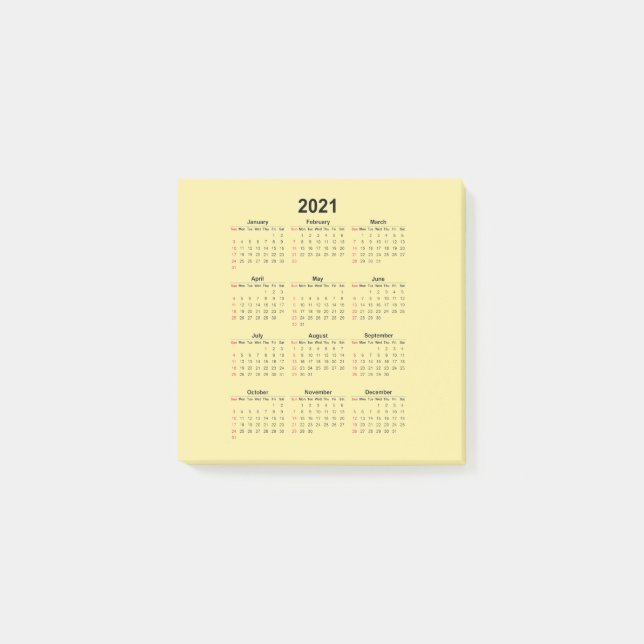 2021 Calendar Post-it Notes (Front)
