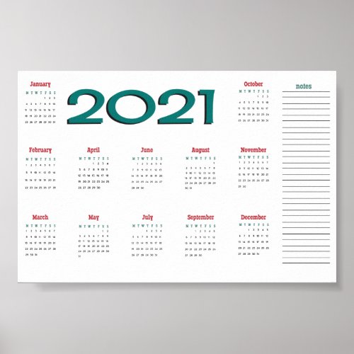 2021 calendar poster