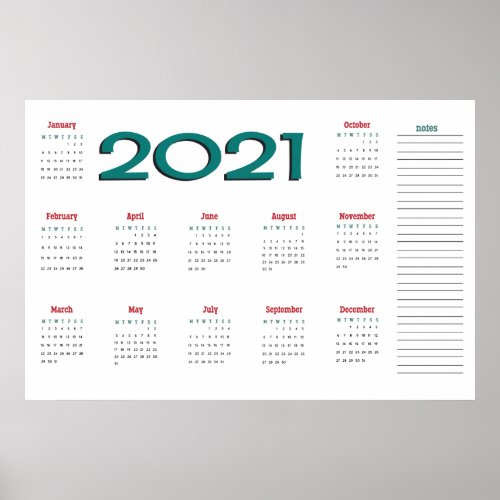 2021 calendar poster