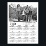 2021 Calendar Retro Black and White Family Photo Poster<br><div class="desc">If you are looking for a retro-style black and white 2021 calendar poster that can be customized with a personal photo and family name, this design covers it all. Even if you have only a colorful picture, upload it here by using the template (click "Personalize this template" and change the...</div>
