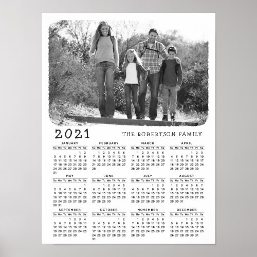 2021 Calendar Retro Black and White Family Photo Poster