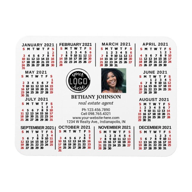 2021 Calendar (See Description for New Version)  Magnet (Horizontal)