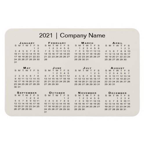 2021 Calendar with Company Name Beige Magnet