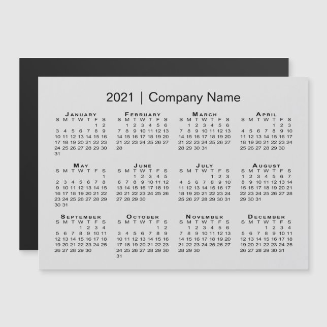 2021 Calendar with Company Name Gray (Front/Back)