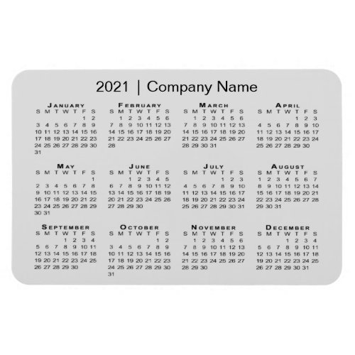 2021 Calendar with Company Name Grey Magnet