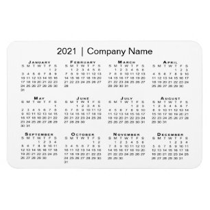 2021 Calendar with Company Name White Magnet