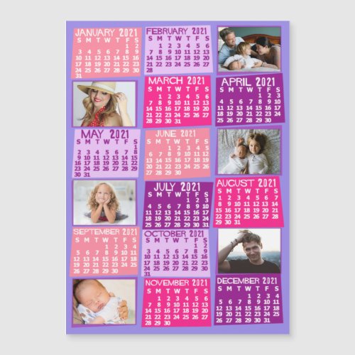 2021 Calendar Year Cute Mod Photo Collage Magnet