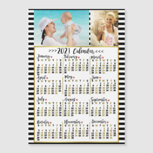 2021 Calendar Year Stripes   Custom Photos Magnet