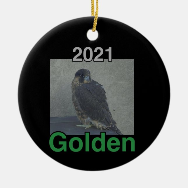 2021 Ceramic Circle Ornament Golden (Front)