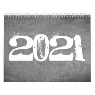 2021 Chalkboard Calendar Black and White Text
