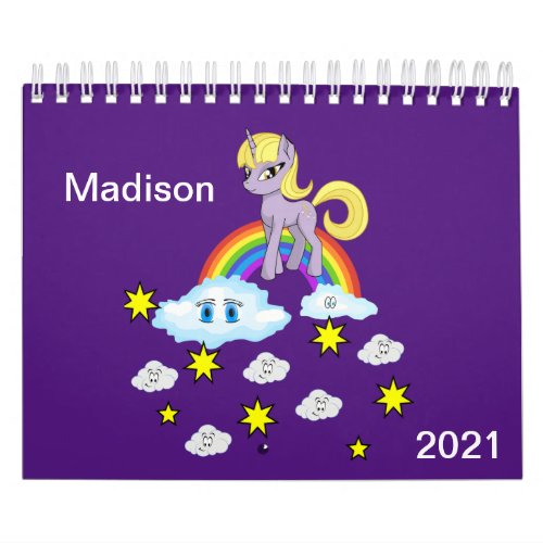 2021 Childrens Calendar Clouds Rainbows Sun