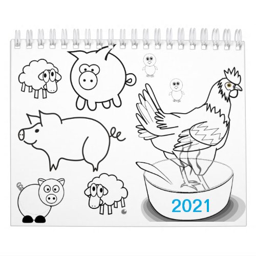 2021 Childrens Colorful Coloring Book Calendar