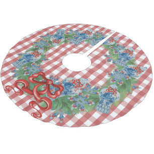 2021 Christmas Blue Ginger Jar Brushed Polyester Tree Skirt