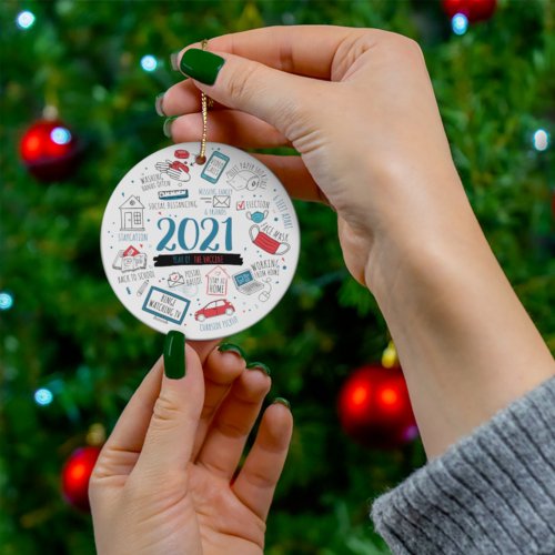 2021 Christmas Holidays Vaccine Year Commemorative Ceramic Ornament