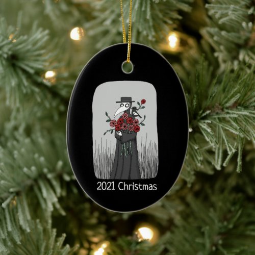 2021 Christmas ornament Plague Doctor Red Roses
