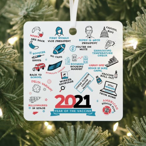 2021 Commemorative Covid Vaccine Year Christmas Metal Ornament