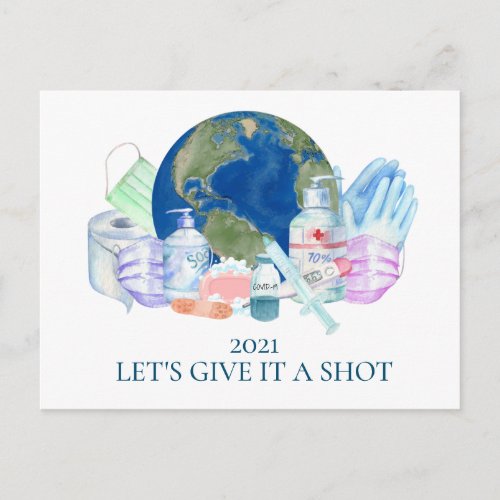 2021 Covid Vaccine Give it a shot Postcard