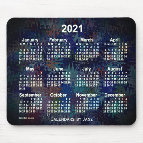 2021 Crazy Quilt Recoleta Neon Calendar by Janz Mouse Pad